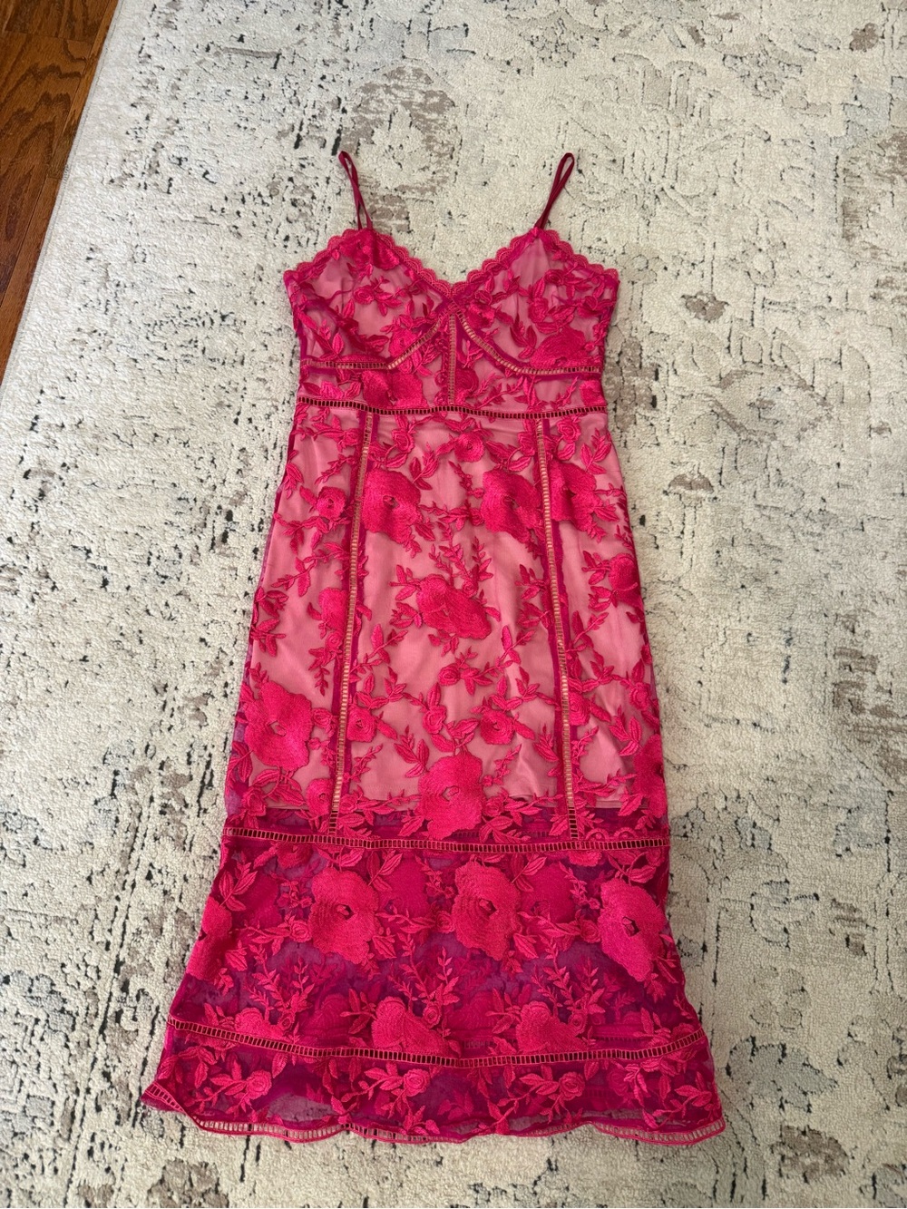 Lulu’s Women’s Floral Lace Slip Dress - Hot Pink